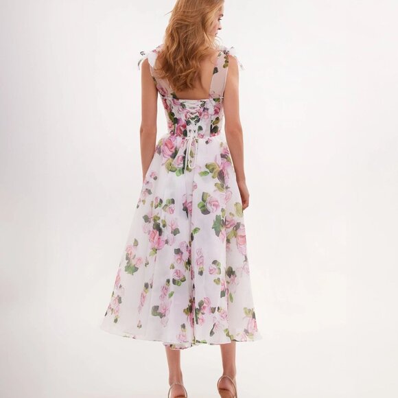 Milla Tender floral midi tie-strap dress - Picture 3 of 8